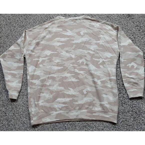 Athleta Studio To Street Sweatshirt Womens Size L Camo Beige Crewneck Cozy - Picture 3 of 5